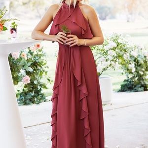 Burgundy chiffon formal dress